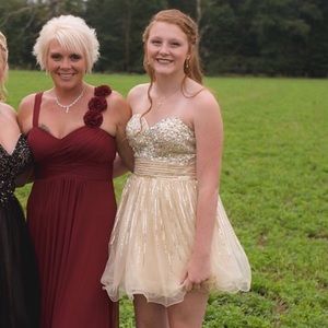 the gold short dress